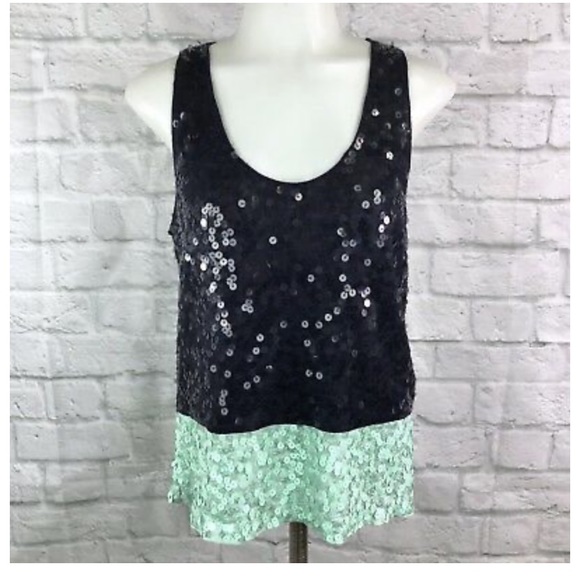 J.Crew Navy & Mint Sequin Tank - Picture 1 of 4